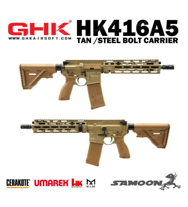 GHK HK416A5 V3 System GBBR Tan Steel Bolt Carrier Ver.