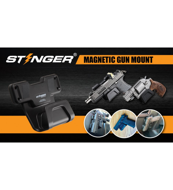 STINGER MAGNETIC GUN MOUNT & HOLDER WITH SAFETY TRIGGER GUARD PROTECTION (1 SET, 2PCS BUNDLE PACK)