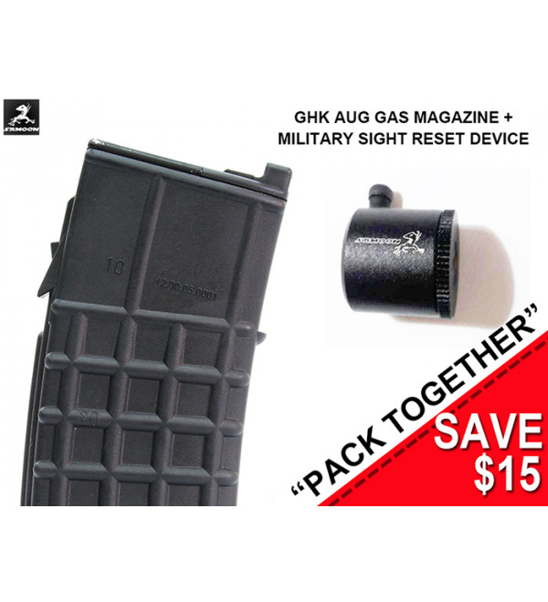 GHK AUG Gas Magazine Plus Military Sight Reset Device Special Pack